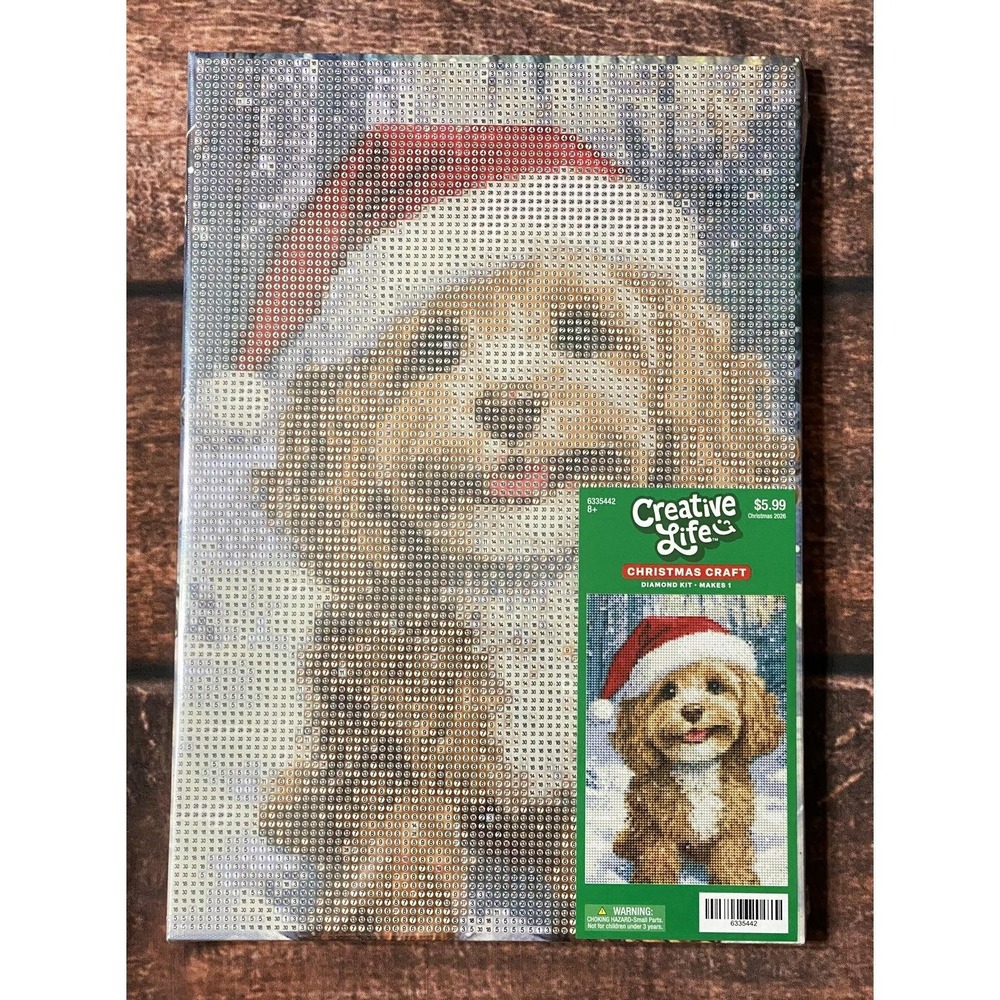Santa Hat Dog Canvas Christmas Diamond Painting Kit Hobby Lobby